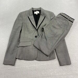 Hugo Boss Pants Suit Womens 4 Gray 2 Button Front Wool Blend Business